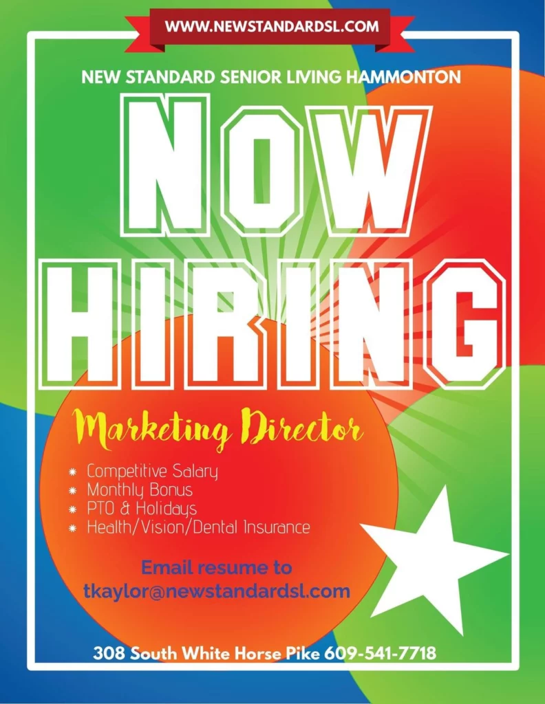 Now Hiring poster graphic.