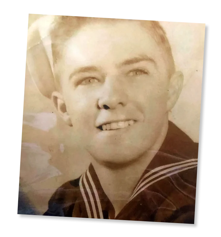 Photo of young Preston K. Chew in his Navy uniform